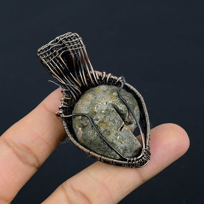 Copper Ammonite Fossil Gemstone Pendant