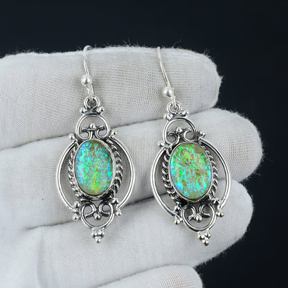 Yellow Fire Opal Dangle Earrings