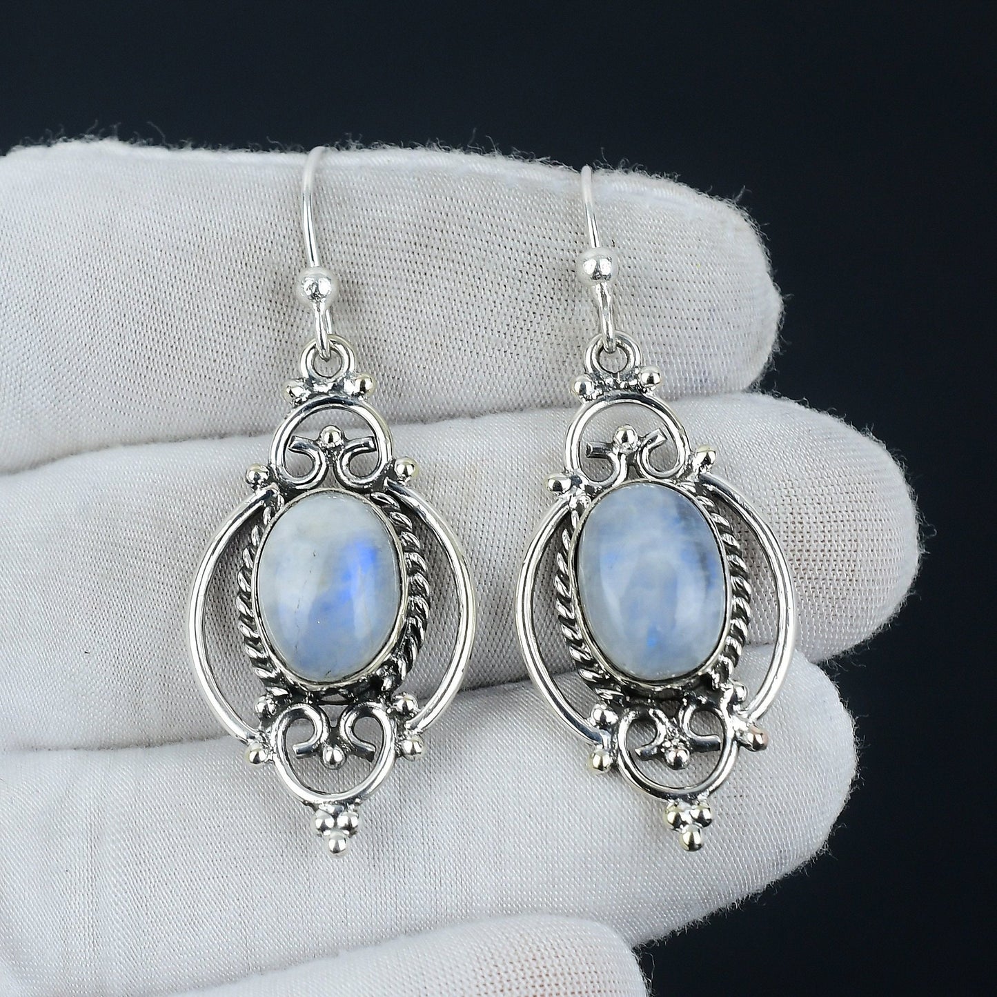Rainbow Moonstone Gemstone Earrings