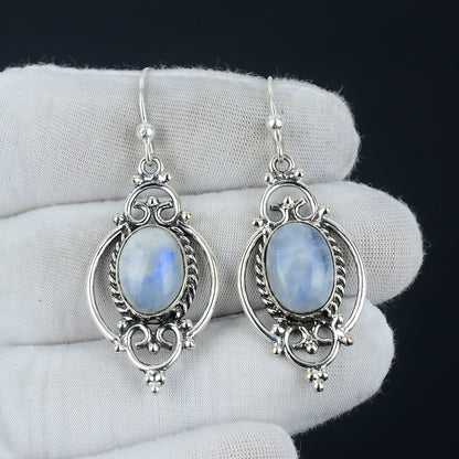 Rainbow Moonstone Gemstone Earrings