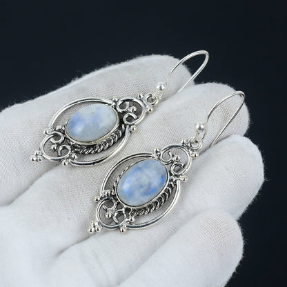 Rainbow Moonstone Gemstone Earrings