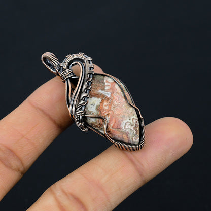 Multicolor Laguna Lace Agate Gemstone Pendant