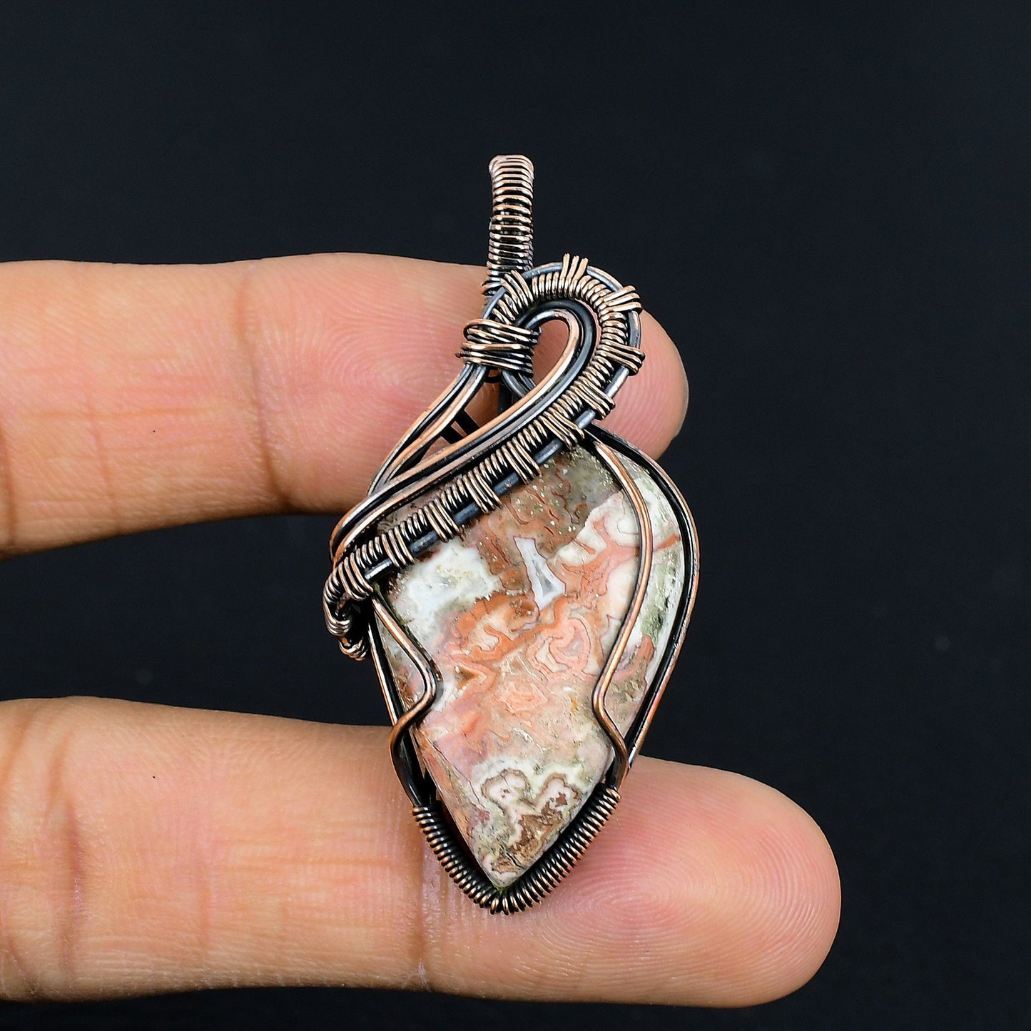 Multicolor Laguna Lace Agate Gemstone Pendant