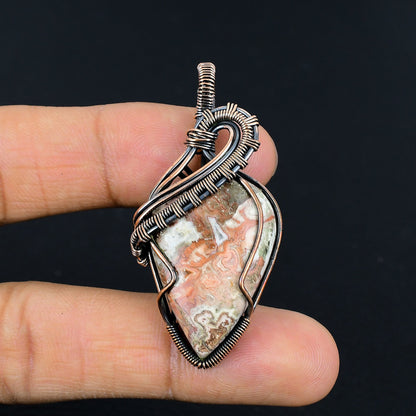 Multicolor Laguna Lace Agate Gemstone Pendant