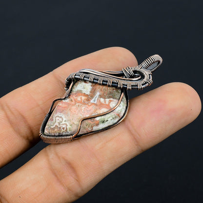 Multicolor Laguna Lace Agate Gemstone Pendant