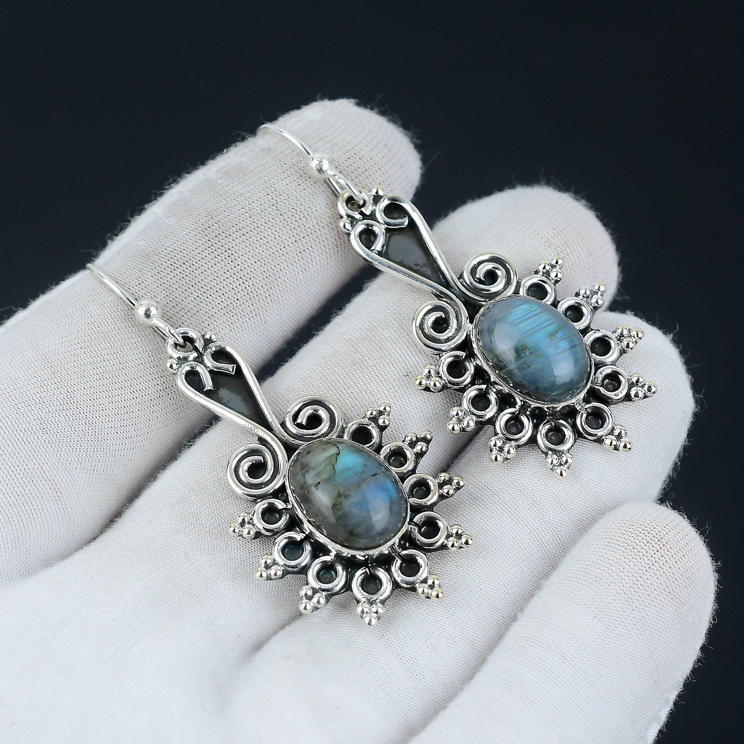 Blue Labradorite Gemstone Earrings
