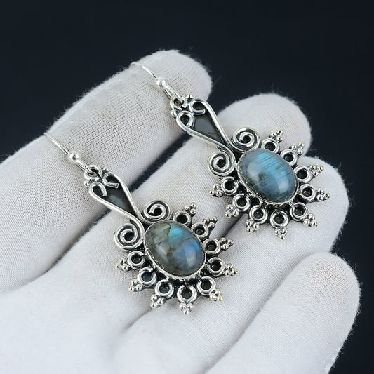 Blue Labradorite Gemstone Earrings
