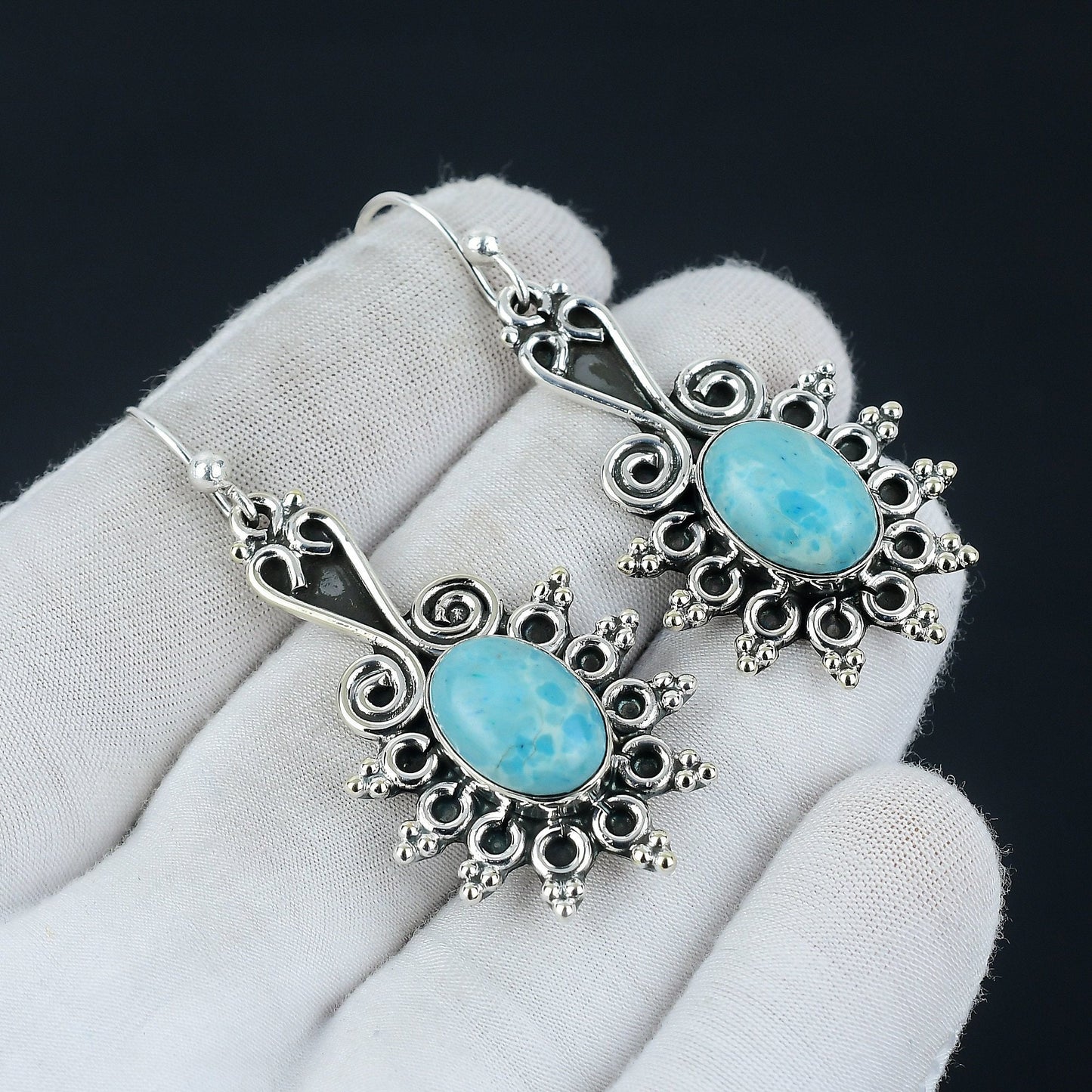 Blue Larimar Gemstone Earrings