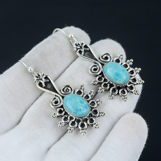 Blue Larimar Gemstone Earrings