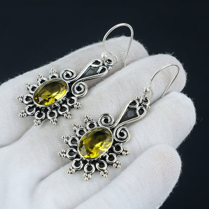 Yellow Citrine Gemstone Sterling Silver Earrings