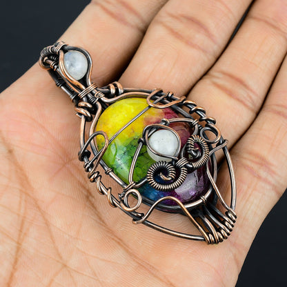 Rainbow Solar Quartz Evil Eye Gemstone Pendant