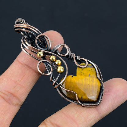 Copper Tiger Eye Gemstone Pendant