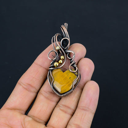 Copper Tiger Eye Gemstone Pendant
