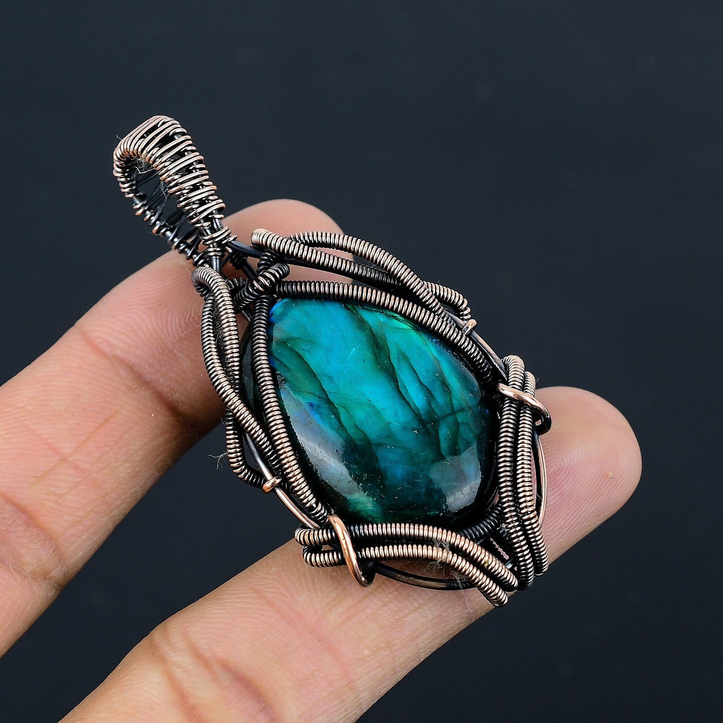Neon Fire Labradorite Gemstone Pendant