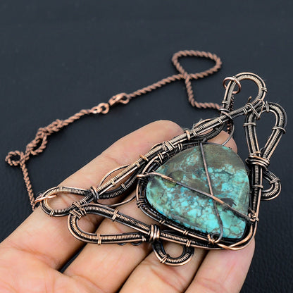 Turquoise Gemstone Wire Wrapped Necklace