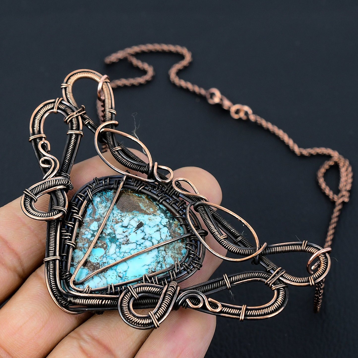 Turquoise Gemstone Wire Wrapped Necklace