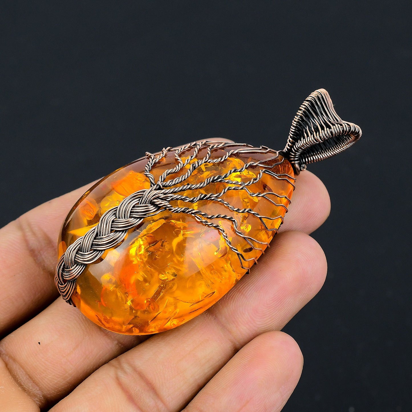 Amber Gemstone Tree of Life Pendant