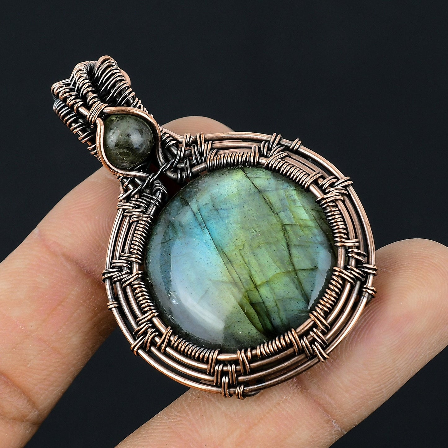Blue-Green Labradorite Gemstone Pendant