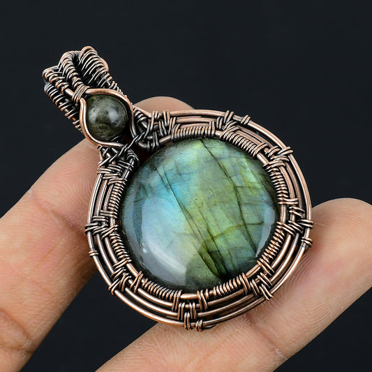 Blue-Green Labradorite Gemstone Pendant