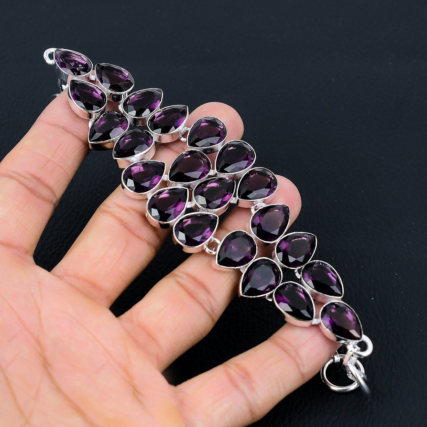 Purple Amethyst Sterling Silver Bracelet