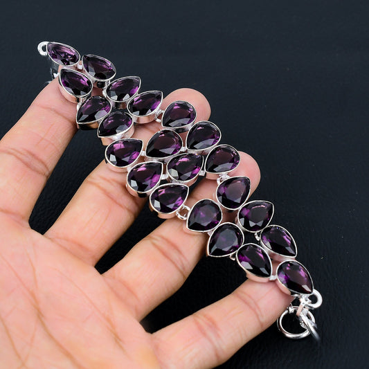 Purple Amethyst Sterling Silver Bracelet