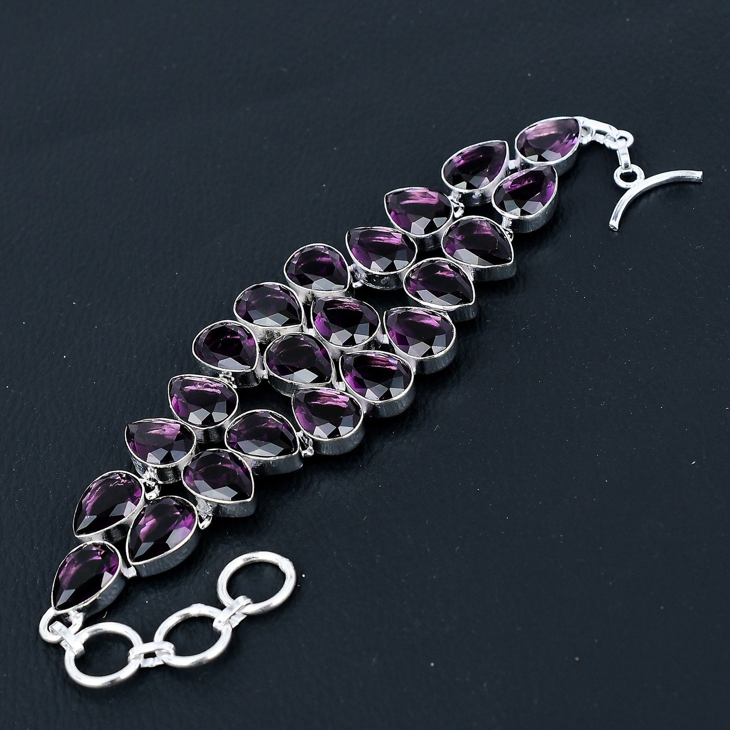 Purple Amethyst Sterling Silver Bracelet
