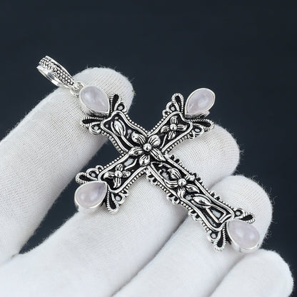 Rose Quartz Cross Pendant