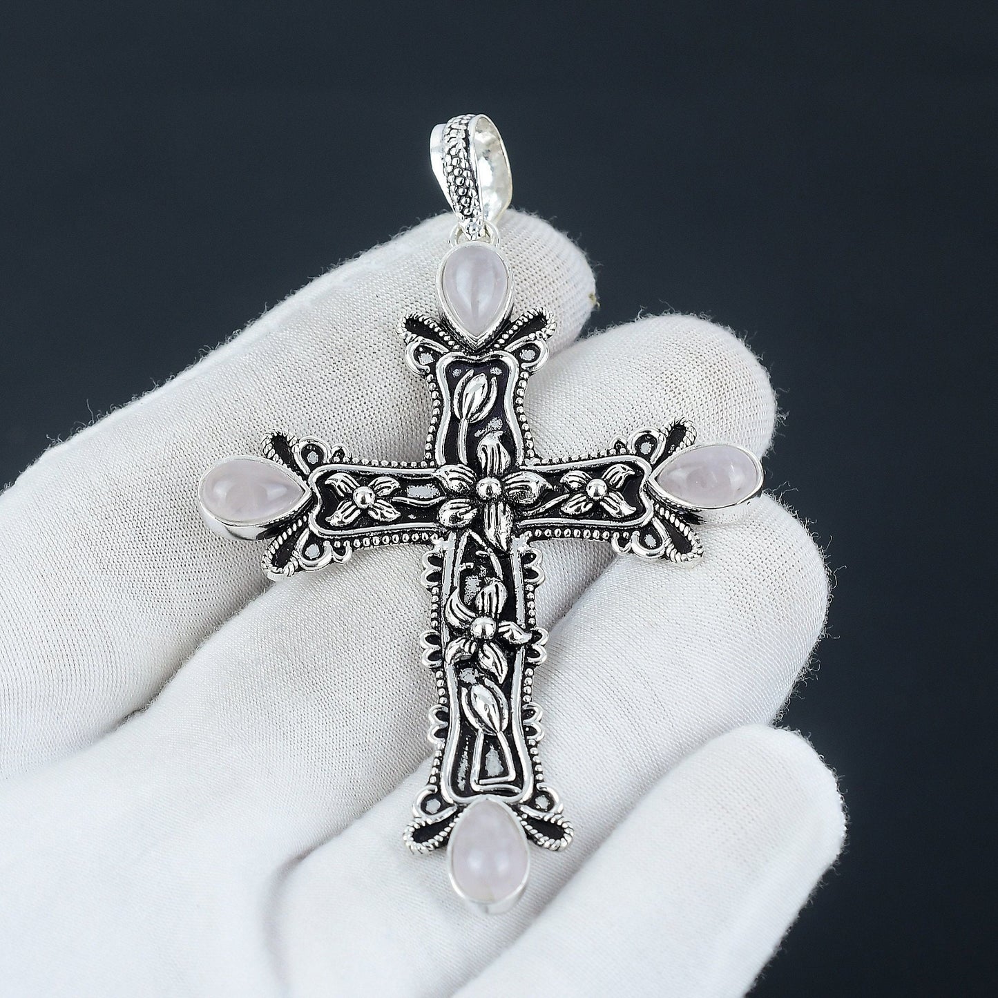Rose Quartz Cross Pendant