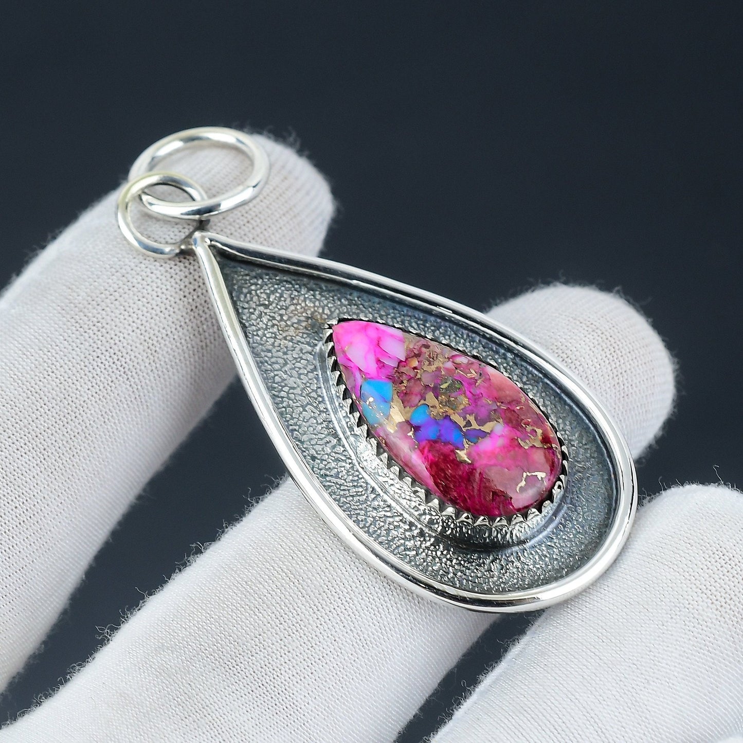Pink Spiny Oyster Turquoise Gemstone Pendant