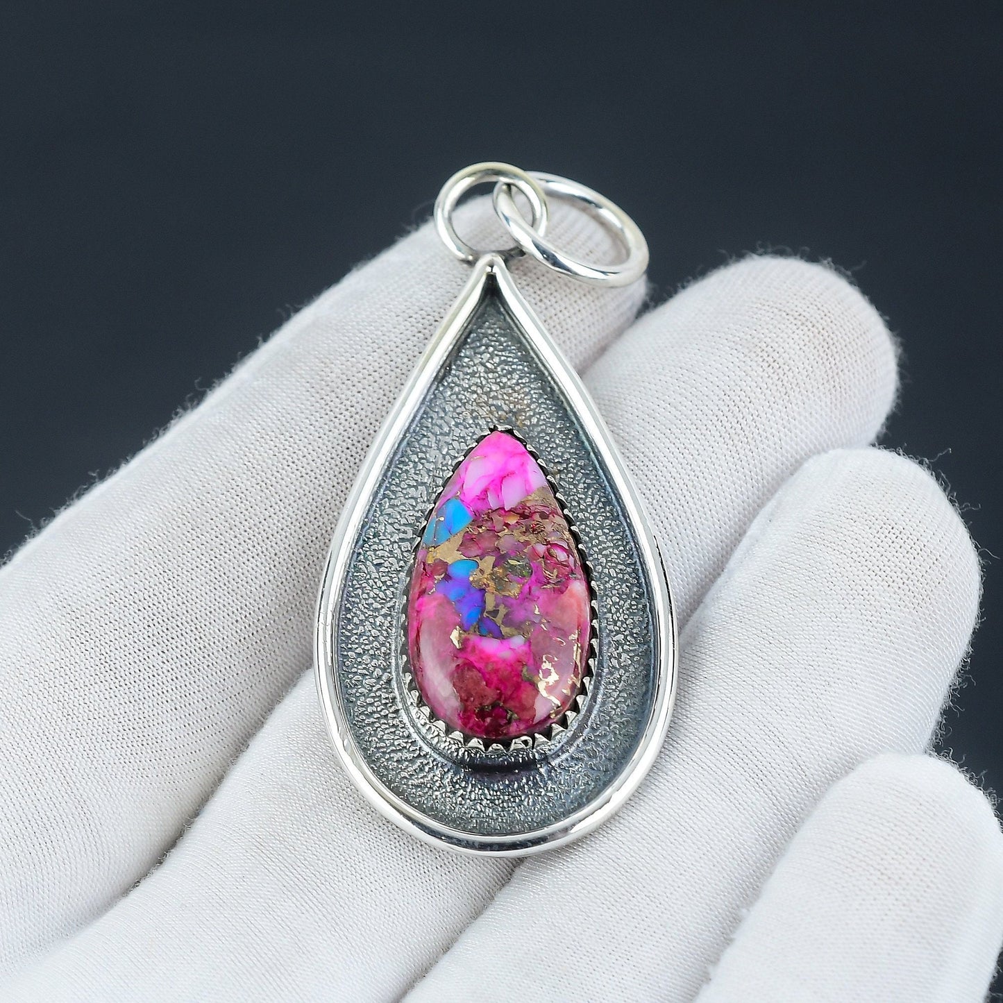 Pink Spiny Oyster Turquoise Gemstone Pendant