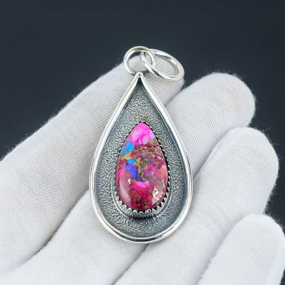 Pink Spiny Oyster Turquoise Gemstone Pendant