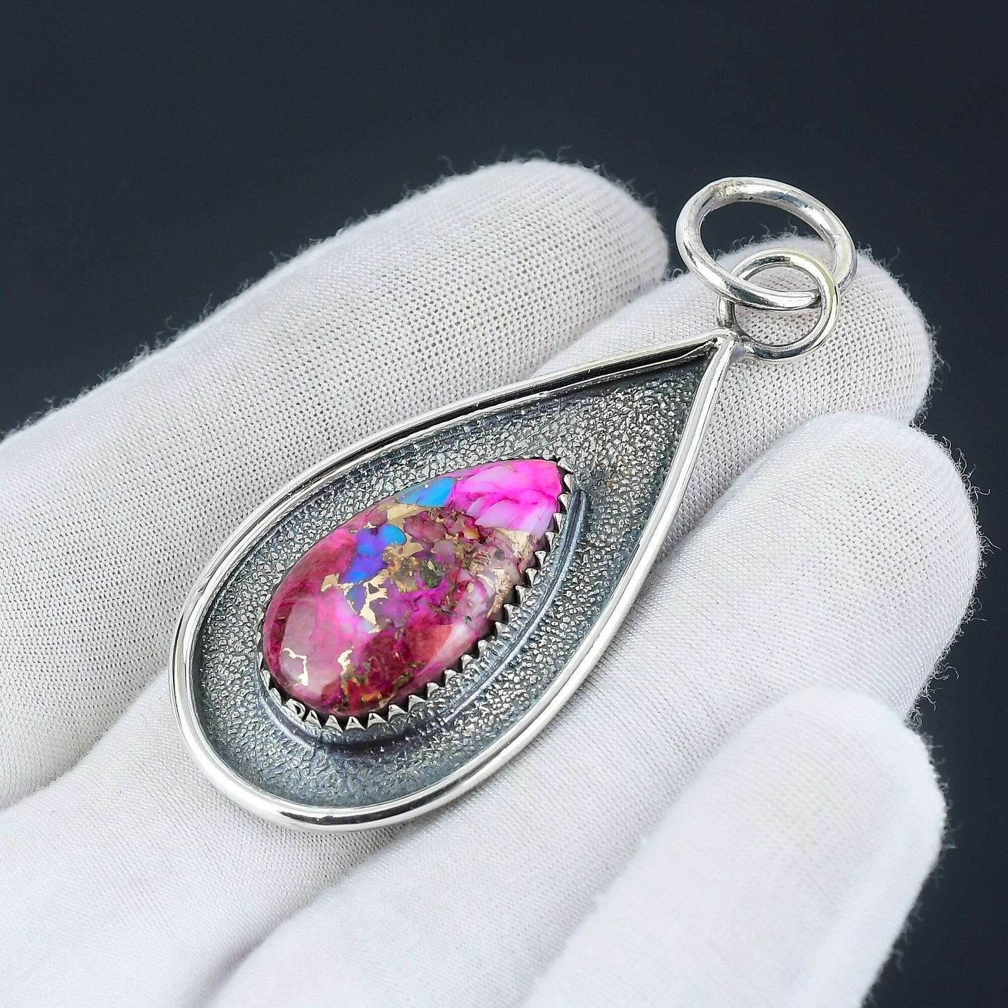 Pink Spiny Oyster Turquoise Gemstone Pendant