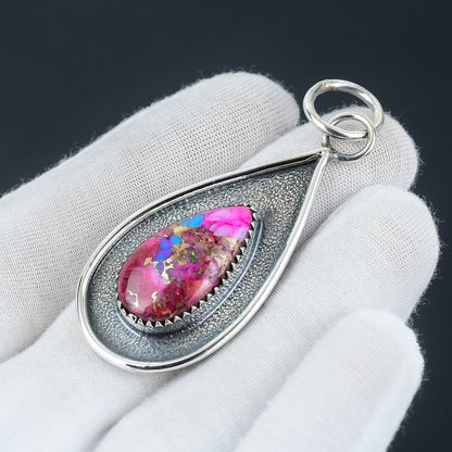 Pink Spiny Oyster Turquoise Gemstone Pendant