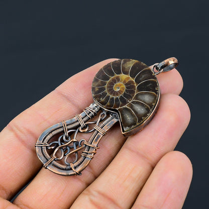 Copper Brown Ammonite Gemstone Pendant