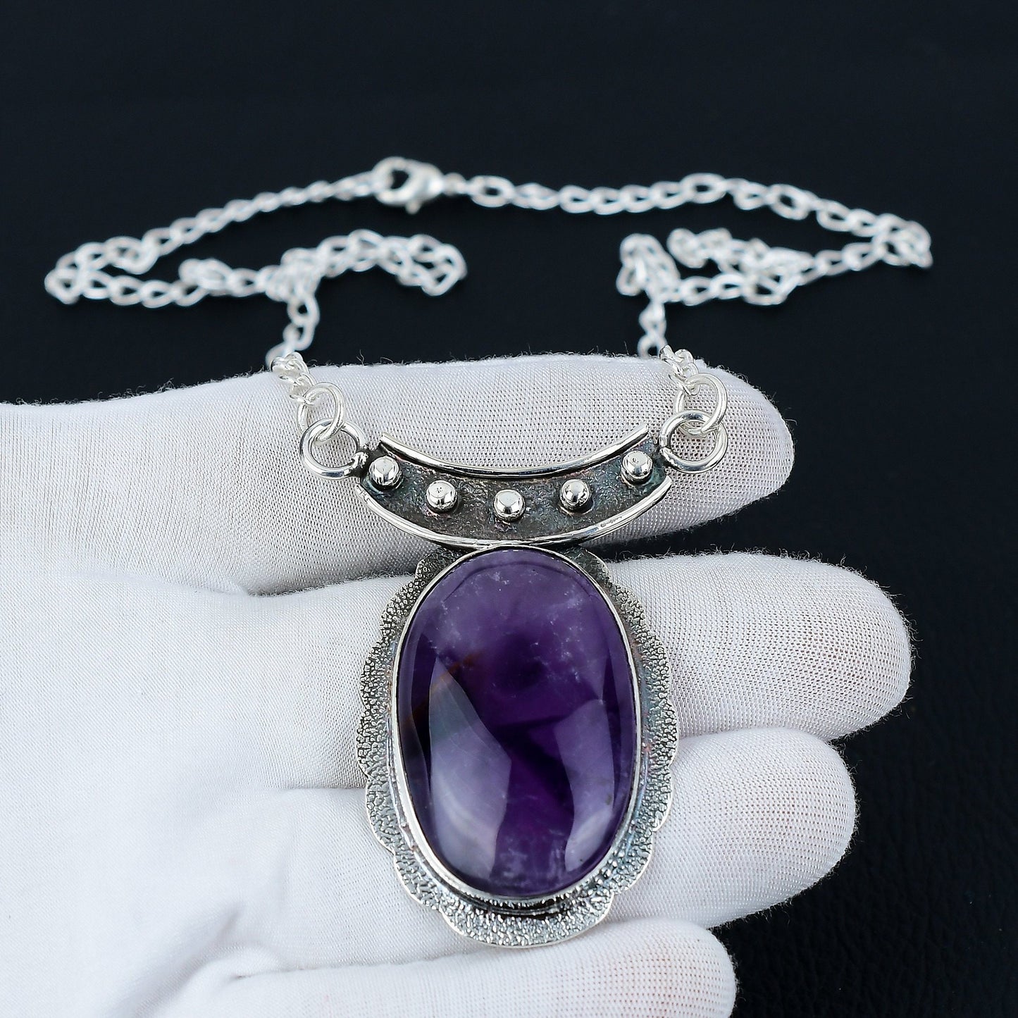Purple Amethyst Gemstone Necklace