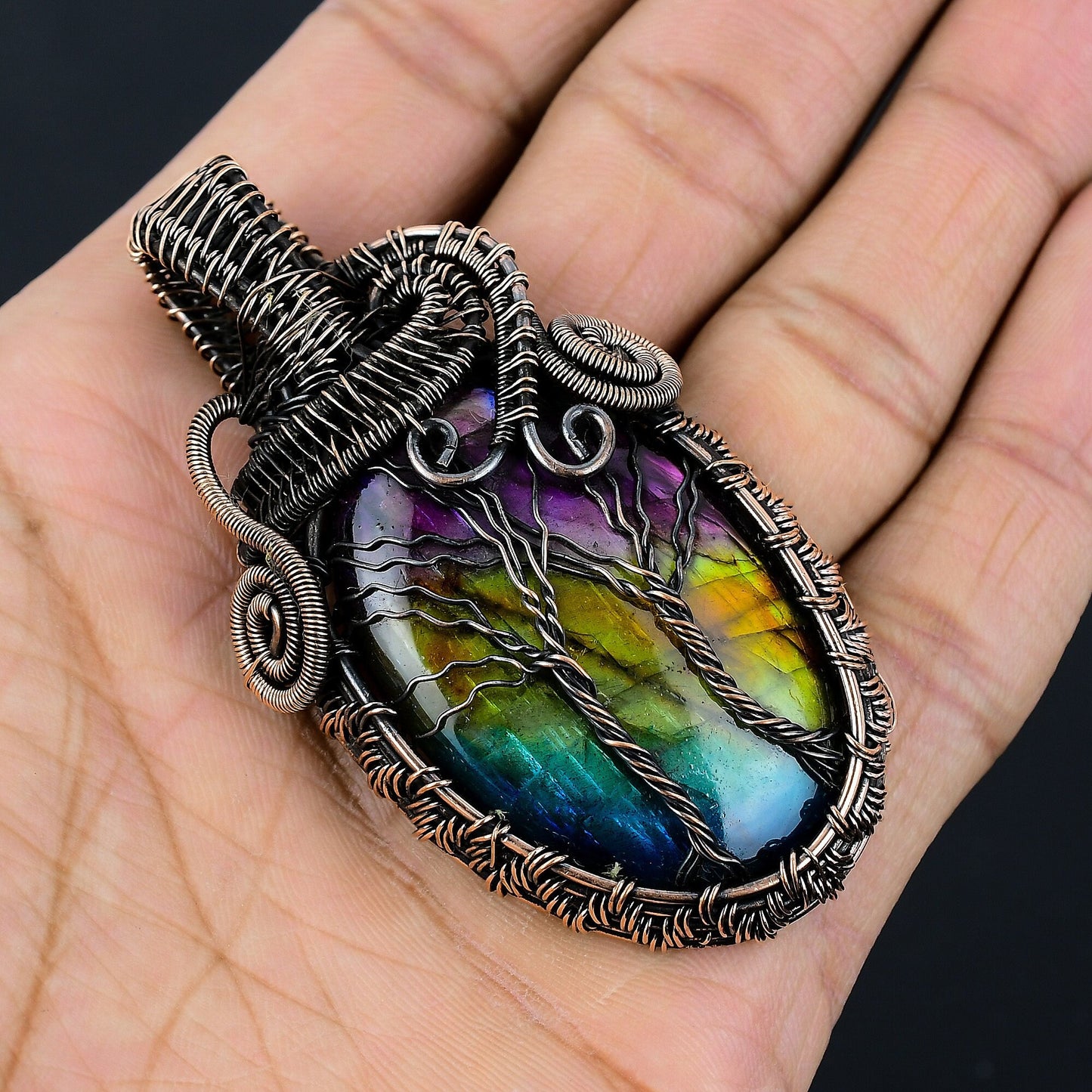 Multi-Fire Labradorite Gemstone Pendant