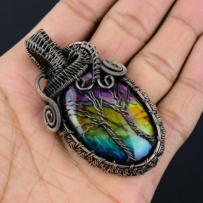 Multi-Fire Labradorite Gemstone Pendant