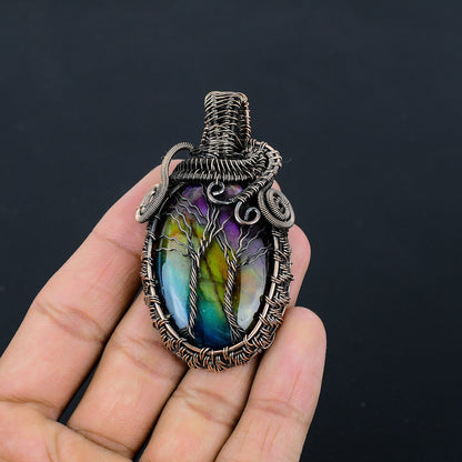 Multi-Fire Labradorite Gemstone Pendant
