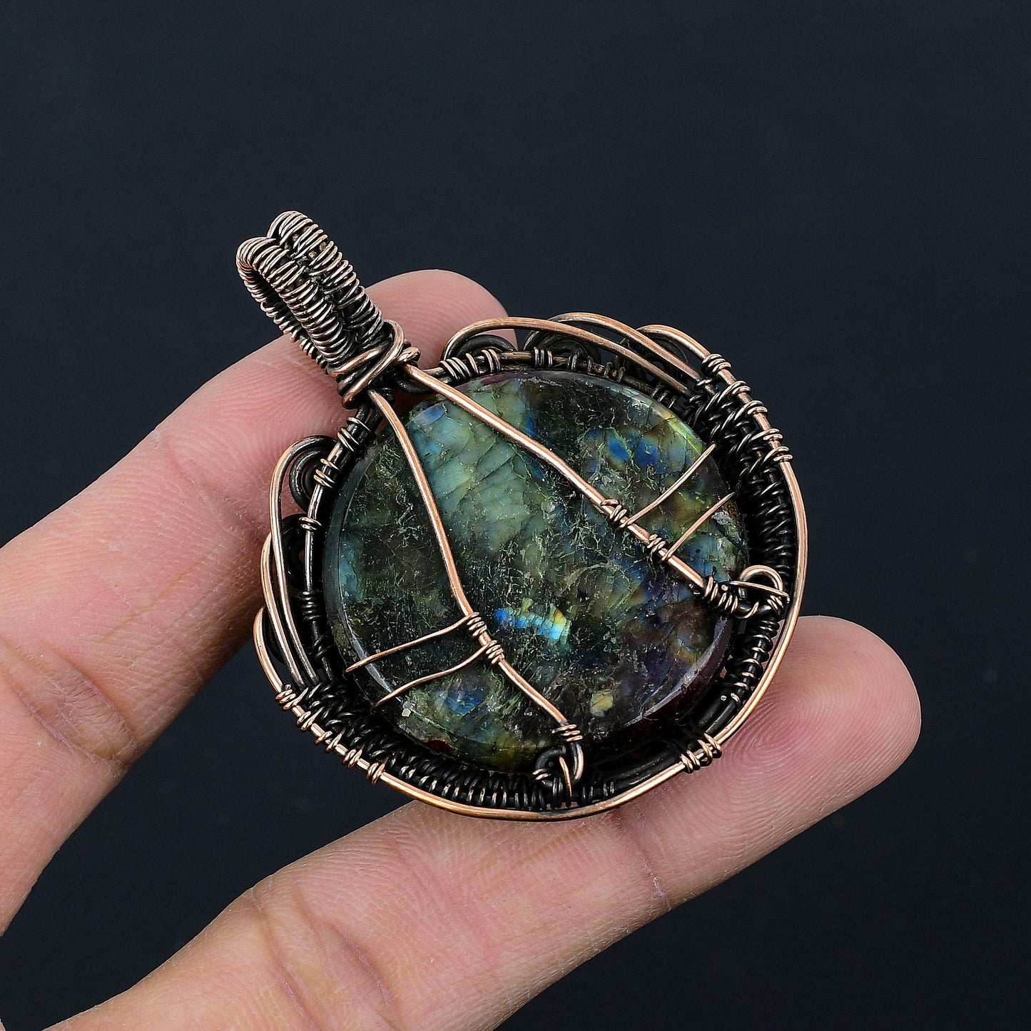 Multi-Colour Labradorite Gemstone Tree of Life Pendant