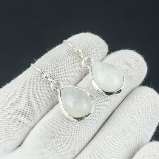Sterling Silver Rainbow Moonstone Earrings