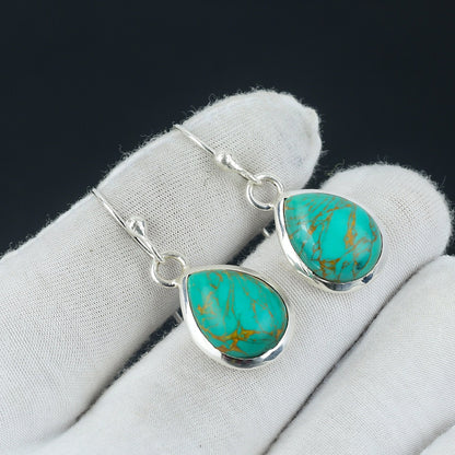 Turquoise Blue Gemstone Sterling Silver Earrings