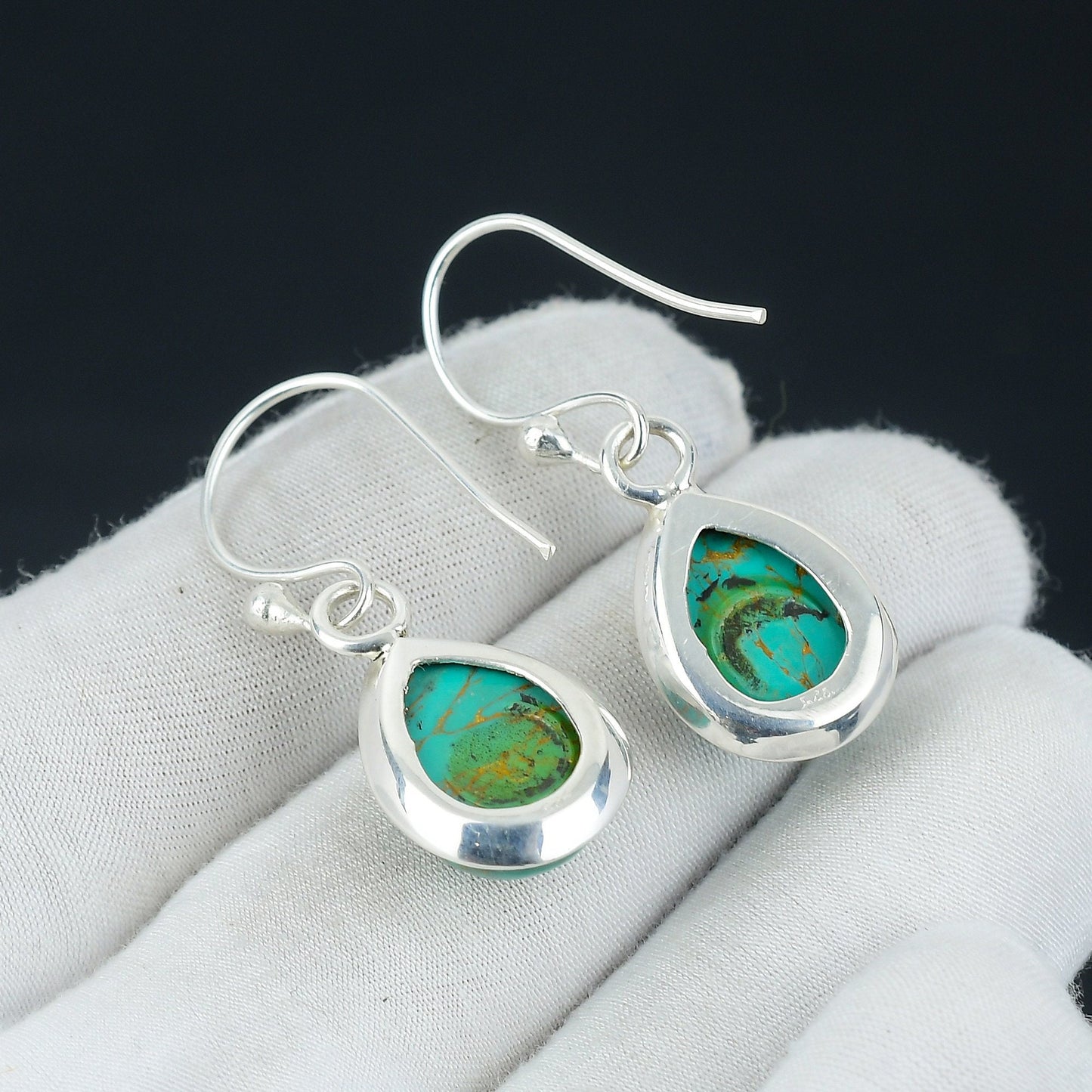 Turquoise Blue Gemstone Sterling Silver Earrings