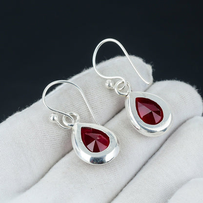 Red Garnet Gemstone Earrings