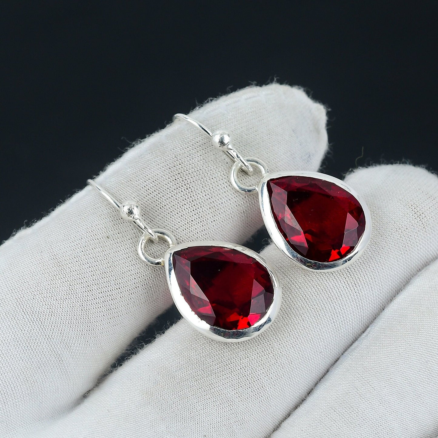 Red Garnet Gemstone Earrings