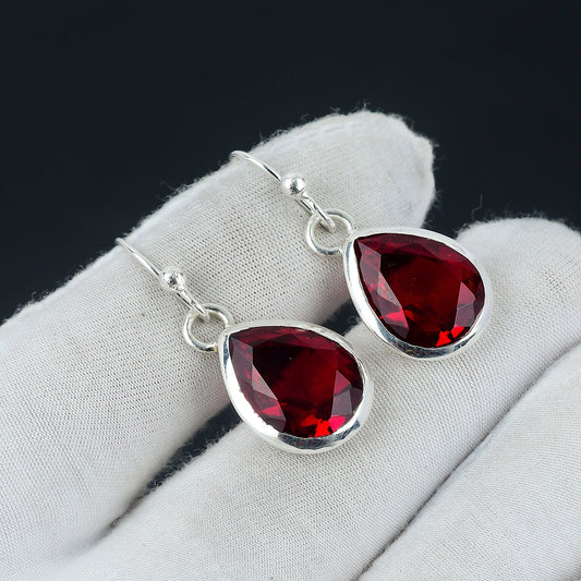 Red Garnet Gemstone Earrings