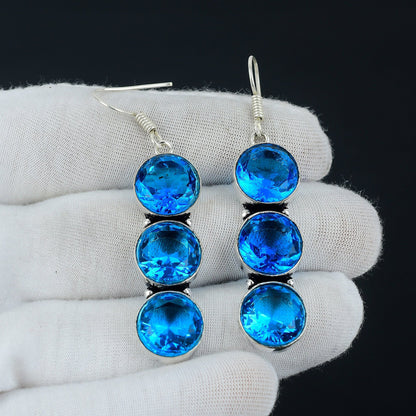 Blue Topaz Gemstone Earring