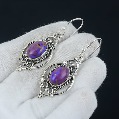 Purple Copper Turquoise Gemstone Earrings