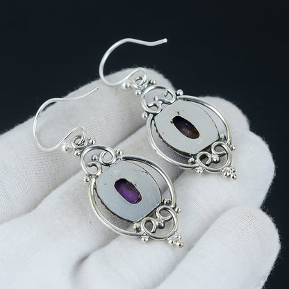 Purple Copper Turquoise Gemstone Earrings