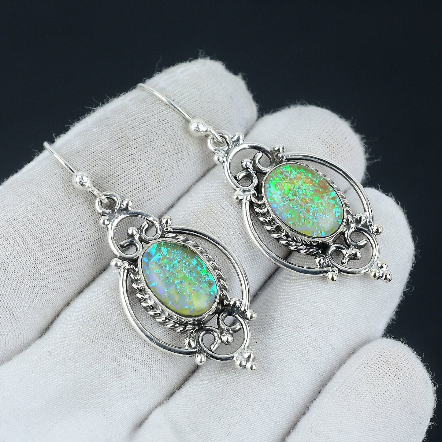 Yellow Fire Opal Dangle Earrings
