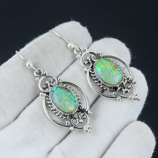 Yellow Fire Opal Dangle Earrings